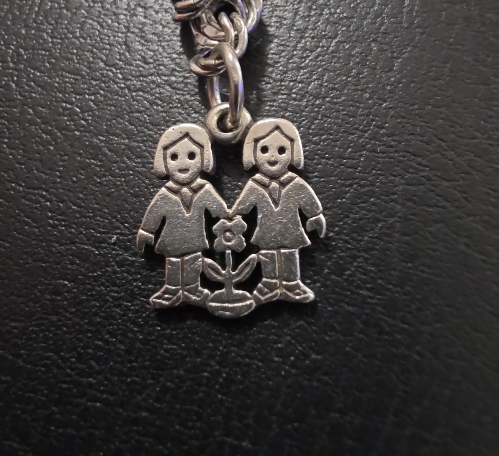 James Avery Silver Twin Girls Flower Charm